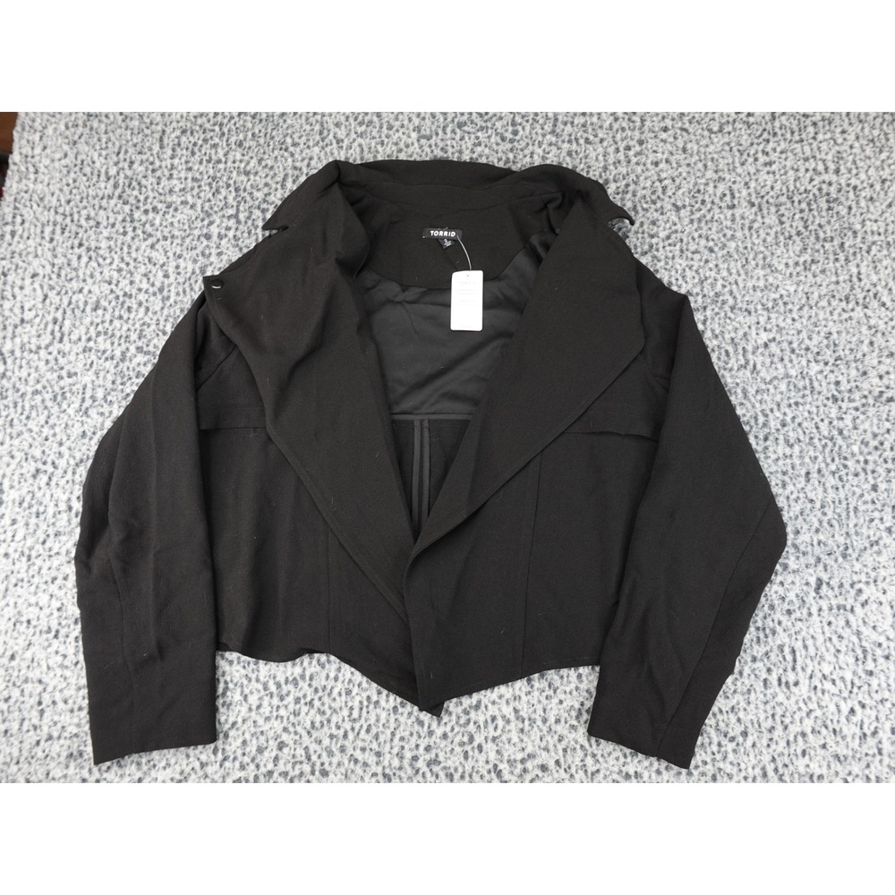 Torrid Mini‎ Trench Jacket Womens 2 Black New Cropped Open Front 10457378